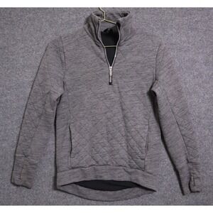 Lululemon Sweater Women 2 Gray Diamond Quilted Forever Warm 1/4 Zip Pullover EUC